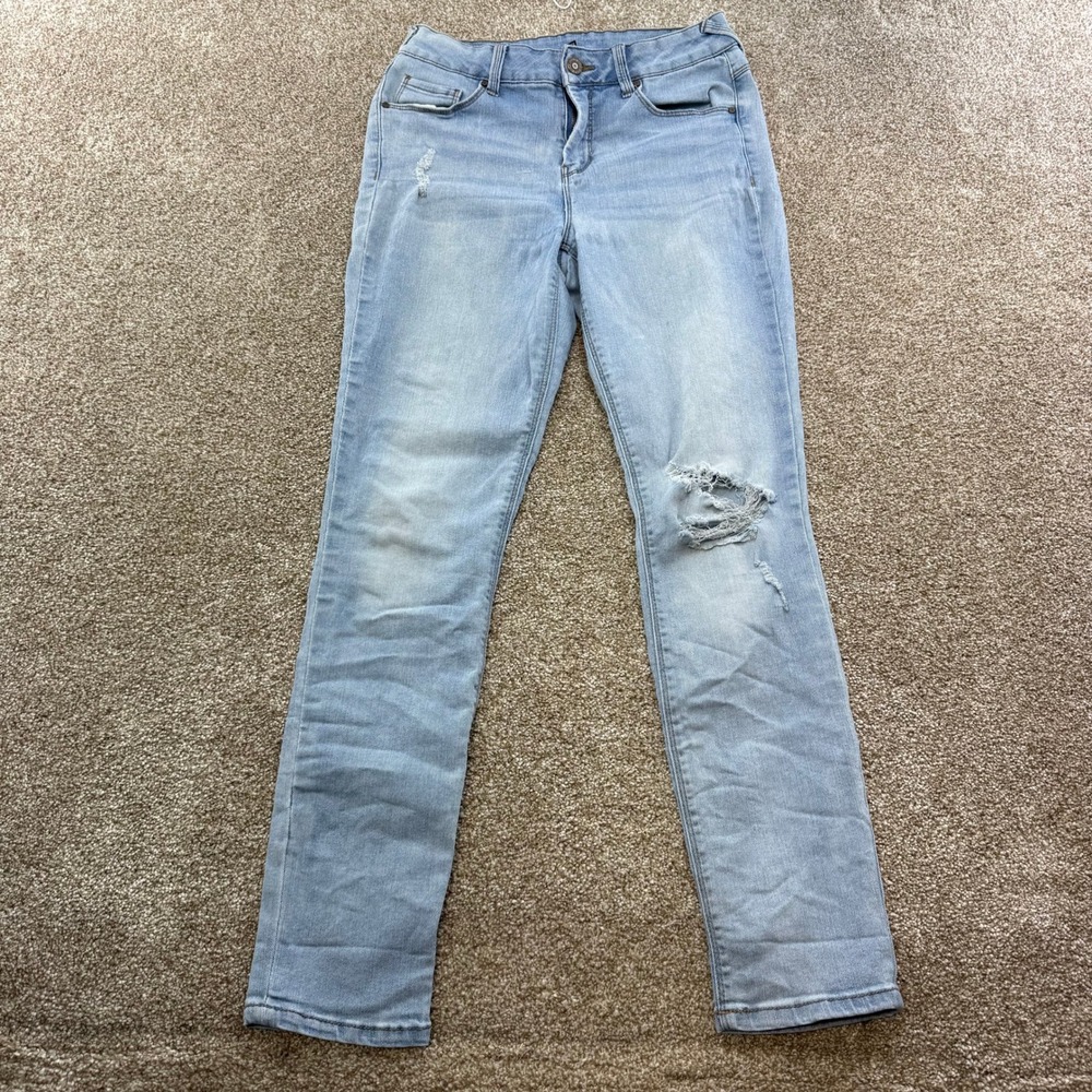 Sound Style NY LA Womens Size 8 Light Wash Distressed Skinny Jeans Denim Ripped